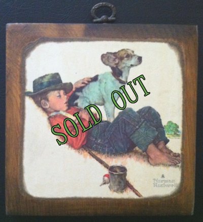 画像1: sold ノーマン・ロックウェル　木製アート　少年と愛犬の冒険