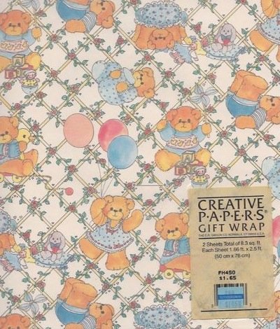 画像1: Vintage Wrapping Paper Bears with balloons