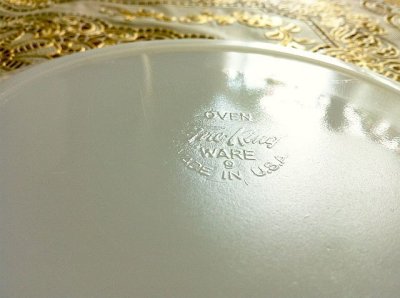画像4: ファイヤーキング ミルクグラス　スワール・ゴールドトリム　サラダプレート