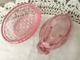 画像2: sold Indiana Glass, Bunny / Rabbit on a Nest Candy Dish, Pink (2)