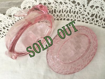 画像3: sold Indiana Glass, Bunny / Rabbit on a Nest Candy Dish, Pink
