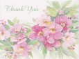 画像1: Vintage Thank You Card, Pink Flowers, made in USA (1)