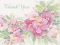 Vintage Thank You Card, Pink Flowers, made in USA