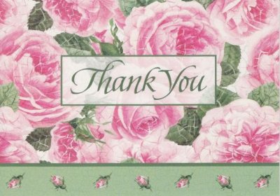 画像2: Vintage Thank You Card, Pink Rose, made in USA