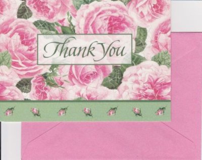 画像1: Vintage Thank You Card, Pink Rose, made in USA
