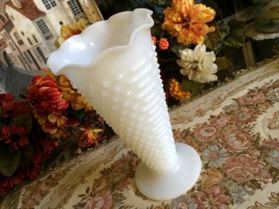 画像3: ファイヤーキング ミルクグラス ホブネイル 花瓶(大)