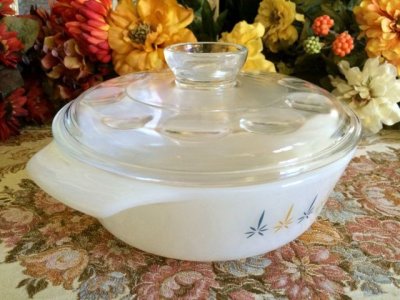 画像3: ファイヤーキング　ミルクグラス　キャンドルグロウ　ラウンドキャセロール　１クオート（約950ml）