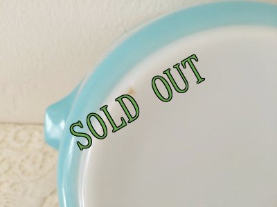 画像6: sold パイレックス　バタープリント/ブルー　ミルクグラス・ラウンド・キャセロール 1クウォート（約lリットル）　その３