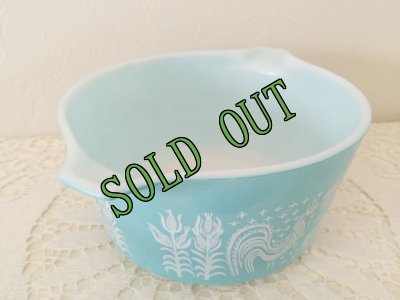 画像3: sold パイレックス　バタープリント/ブルー　ミルクグラス・ラウンド・キャセロール 1クウォート（約lリットル）　その３
