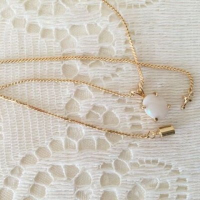 画像5: 新品　オーストラリアン・ホワイトオパール・カボション・ゴールドネックレス