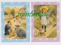 新品　ビンテージ・カード２枚組（白封筒つき）　キッズ/少女と子猫 アメリカ製