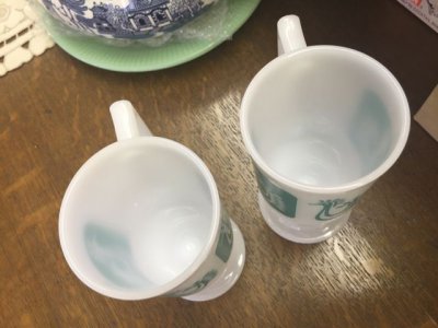 画像3: ＊Milk Glass, Green Footed Mug