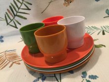 他の写真1: Vintage Plastic Cup & Dish Orange Set