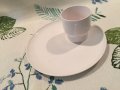 Vintage Plastic Cup & Dish White Set