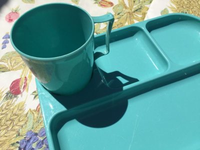 画像2: ＊Vintage Colonial Plastics MFG Co. Divided Plate and Cup Set Turquoise