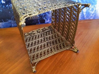 画像5: ビンテージ・ゴールドメタル・フィリグリー　ティッシュボックス・カバー 