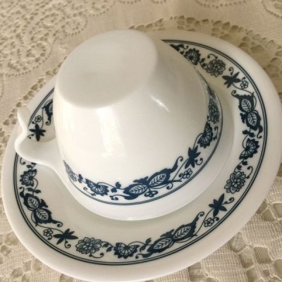 画像3: コレール (コーニング社）オールドタウンブルー オープンハンドルカップ＆ソーサー