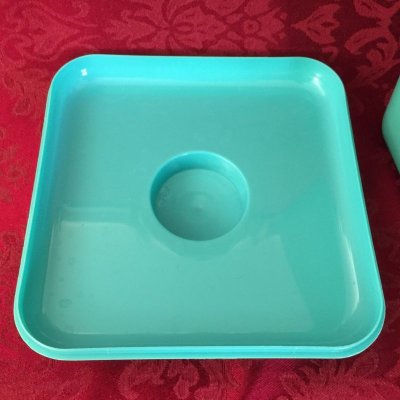 画像7: ビンテージ・ラストロウェア　キャニスター（大）ターコイズカラー「F」デザイン　1940年代〜1950年代　