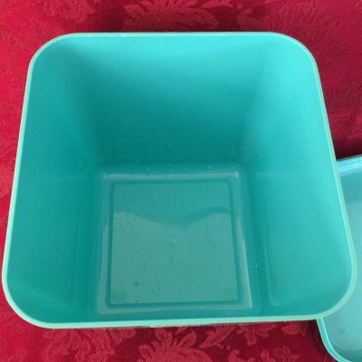 画像6: ビンテージ・ラストロウェア　キャニスター（大）ターコイズカラー「F」デザイン　1940年代〜1950年代　