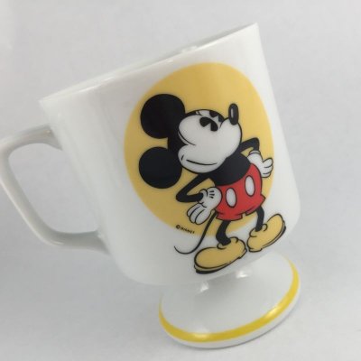 画像7: *ディズニー フッテッド・イエロー・ミッキー・マグ ディズニーランド&ワールド 日本製