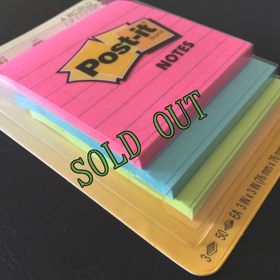 画像2: sold 新品３Ｍポストイット・ノート（罫線入）「ケープタウンコレクション」蛍光３色150枚パック　アメリカ製