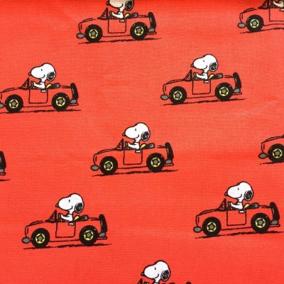 画像1: スヌーピー　2019年新作生地　赤いオープンカー（ユナイテッド フィーチャー シンジケイト社）