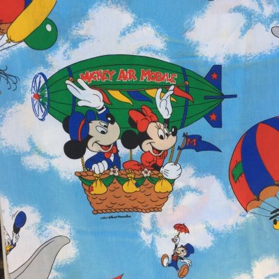 画像1: ディズニー　ミッキー&ミニー&　気球/風船　ツインサイズ　フラットシーツ