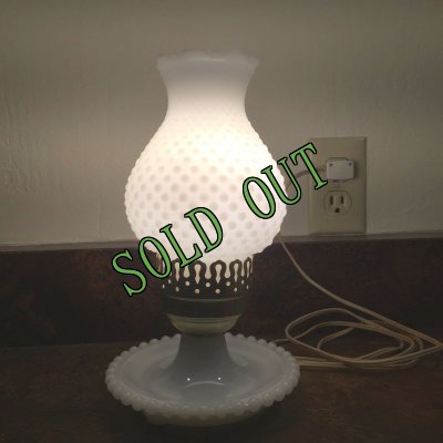 画像1: sold ビンテージ・ミルクグラス・ホブネイル・ランプ