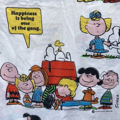 画像5: スヌーピーと仲間たち　1971年　ビンテージシーツ　 ハピネス柄　ツインサイズ　フラットシーツ