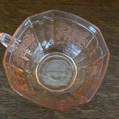 画像5: アンカーホッキング メイフェア・オープンローズ ピンク ディプレッション グラス ティーカップ 1930-1937