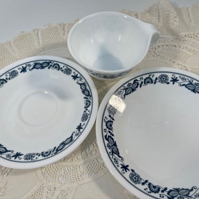 画像7: コレール (コーニング社）午後茶セット オールドタウンブルー  ３ピース