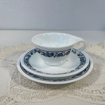 画像6: コレール (コーニング社）午後茶セット オールドタウンブルー  ３ピース