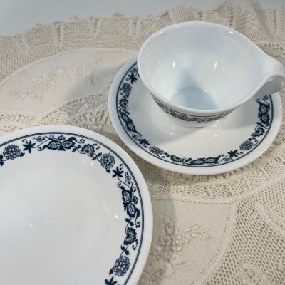 画像8: コレール (コーニング社）午後茶セット オールドタウンブルー  ３ピース
