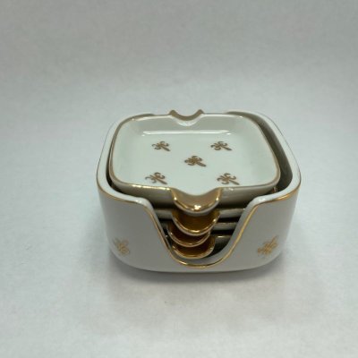 画像2: カードメイト・陶器製アッシュトレイ（灰皿）ゴールド柄　４個セット