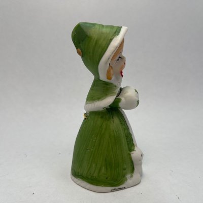 画像3: ビンテージ　クリスマスベル・グリーンコートの女の子と白い子猫 Jasco 1978年