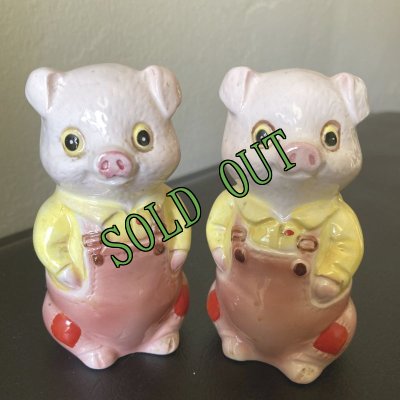 画像1: sold ビンテージ・ピギー・ソルト＆ペッパー　シェイカーセット