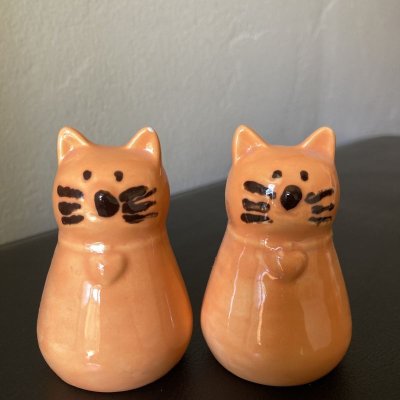 画像1: オレンジ猫　ソルト＆ペッパー　シェイカーセット
