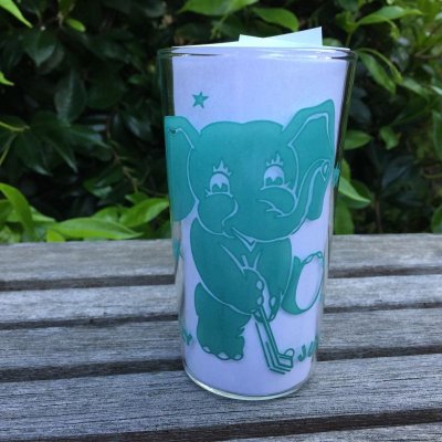 画像5: ビンテージ・ジョリー・ジャンボ タンブラー ミルキーグリーン ホッケー象さん