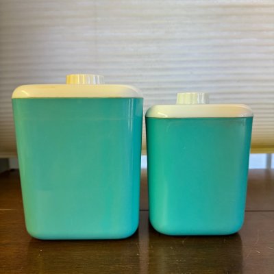 画像17: ＊　1950年代　コルス社　プラスチック ビンテージ・キャニスター　ターコイズ　４個セット