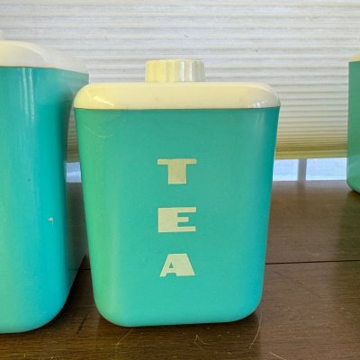 画像22: ＊　1950年代　コルス社　プラスチック ビンテージ・キャニスター　ターコイズ　４個セット