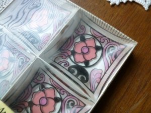 画像2: ＊カードメイト・アッシュトレイ（灰皿）ステンドグラス風ピンク花柄　４個セット (2)