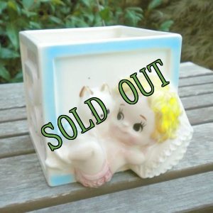 画像1: sold ベビープランター　アルファベットブロック　ベビーとネコちゃん (1)