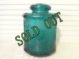 画像1: sold Indiana Glass, Tiara Sandwich Spruce Green, Canister Jar　 (1)