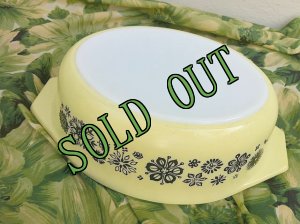 画像3: sold パイレックス　プレスドフラワー　ヴェルデ蓋つきオーバル・キャセロール 1 1/2クウォート（約1.5リットル） (3)