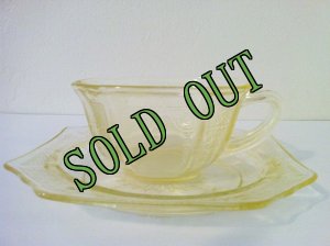 画像1: sold アンカーホッキング　プリンセス　トパーズ・イエロー　カップ＆ソーサー　1931~1935年 (1)