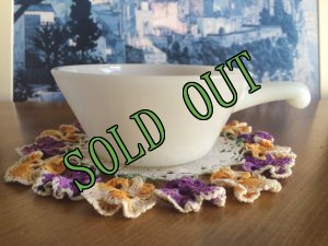 画像2: sold アンカーホッキング ミルクグラス フレンチ（ワンハンドル）キャセロール (2)