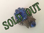 画像: sold Vintage Blue Rhinestone Fur Clip