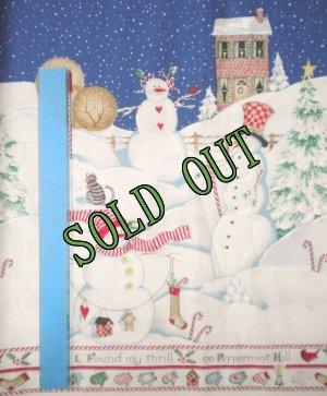 画像1: sold デイジーキングダム　1996年ペパーミントヒル　クリスマス・ボーダー生地 （コットン100%　アメリカ製） (1)