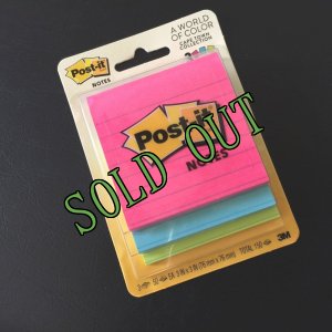 画像1: sold 新品３Ｍポストイット・ノート（罫線入）「ケープタウンコレクション」蛍光３色150枚パック　アメリカ製 (1)
