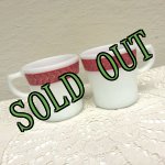 画像: sold パイレックス　ミルクグラス　ローレルリーフ  フラミンゴ　マグカップ　２個セット